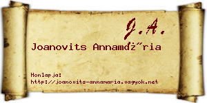 Joanovits Annamária névjegykártya